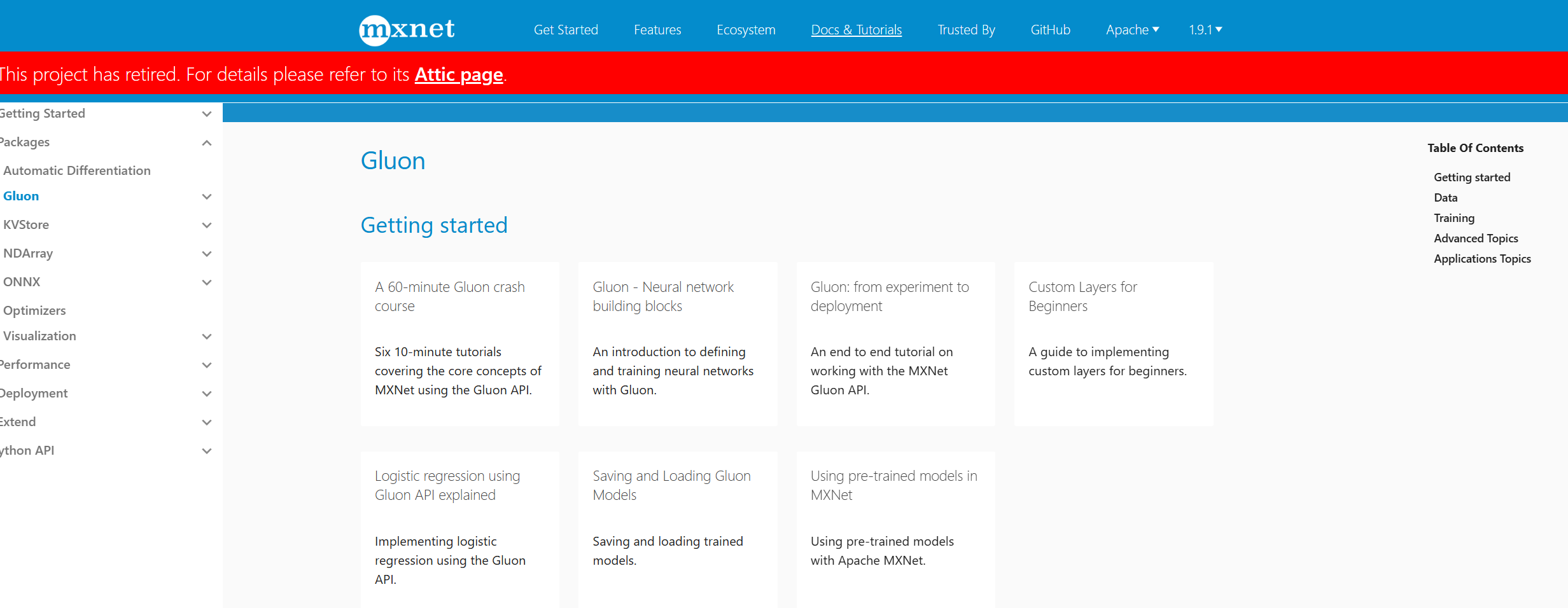 Apache MXNet（Gluon）