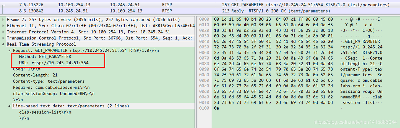 GET_PARAMETER 请求检索 URI 中指定的表示形式或流的参数值