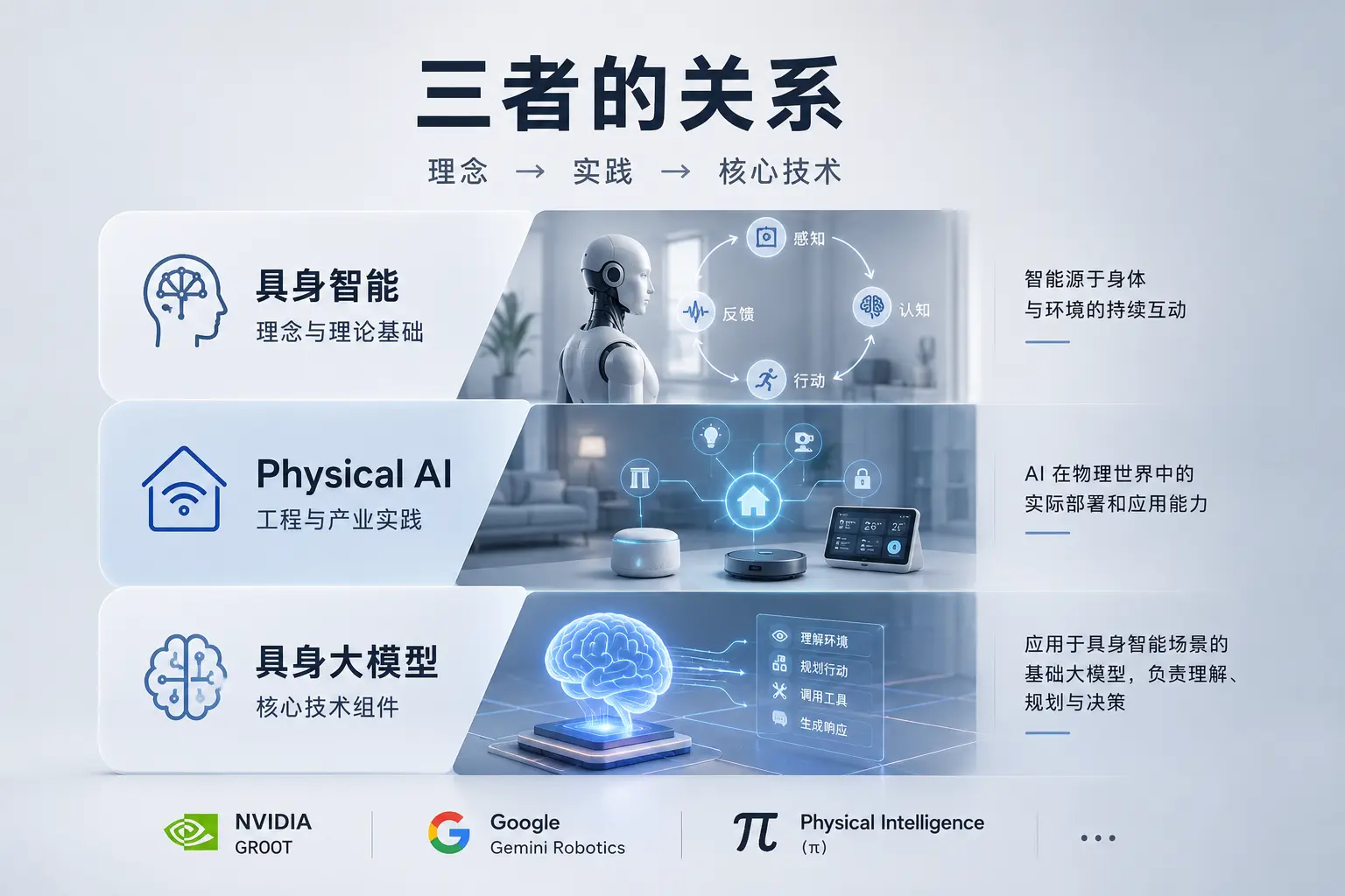 Physical AI、具身智能、具身大模型的区别